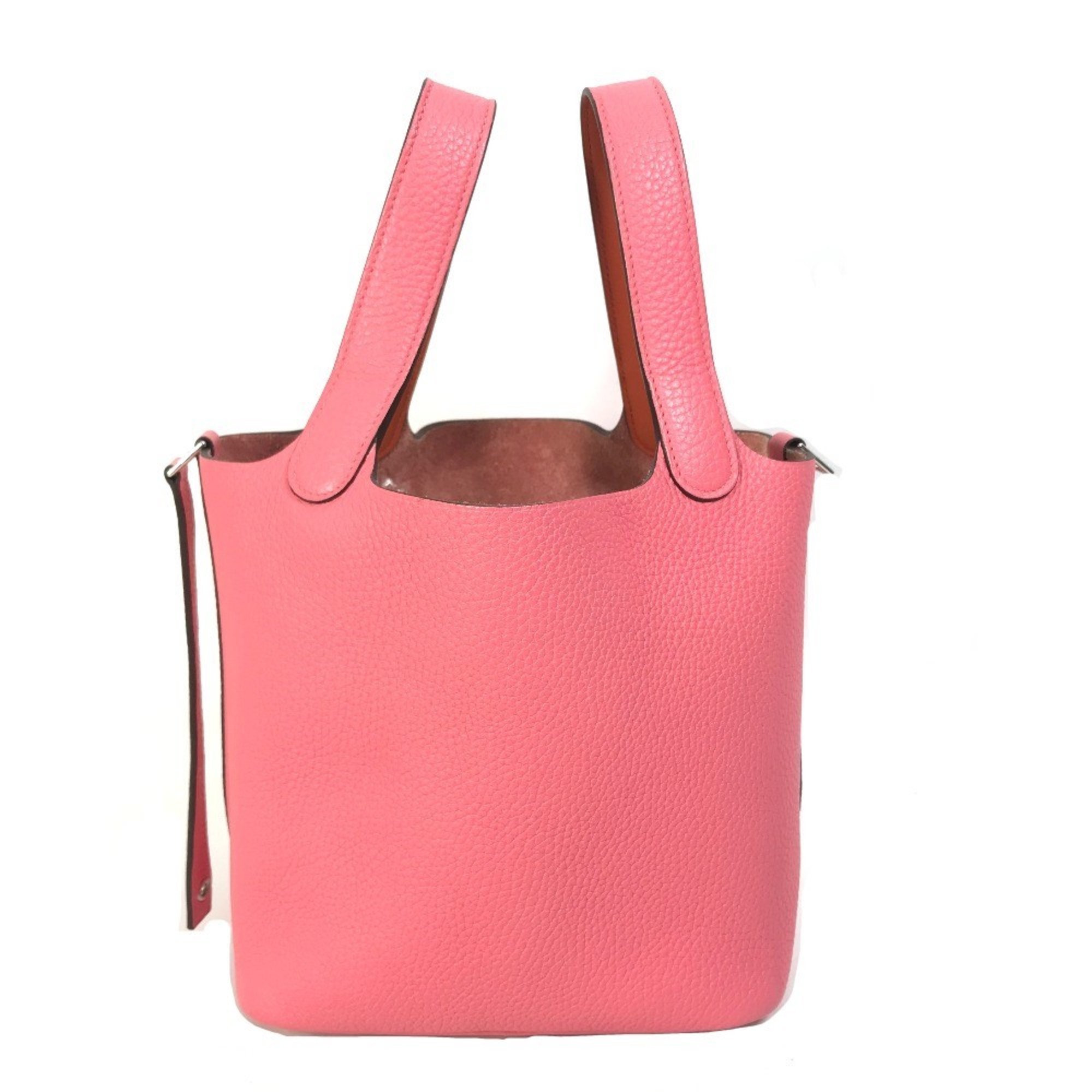 Hermes Picotin Lock Eclat Pm Handbag in Taurillon Clemence Leather, Rose Azalee and Terre Bateau Pink