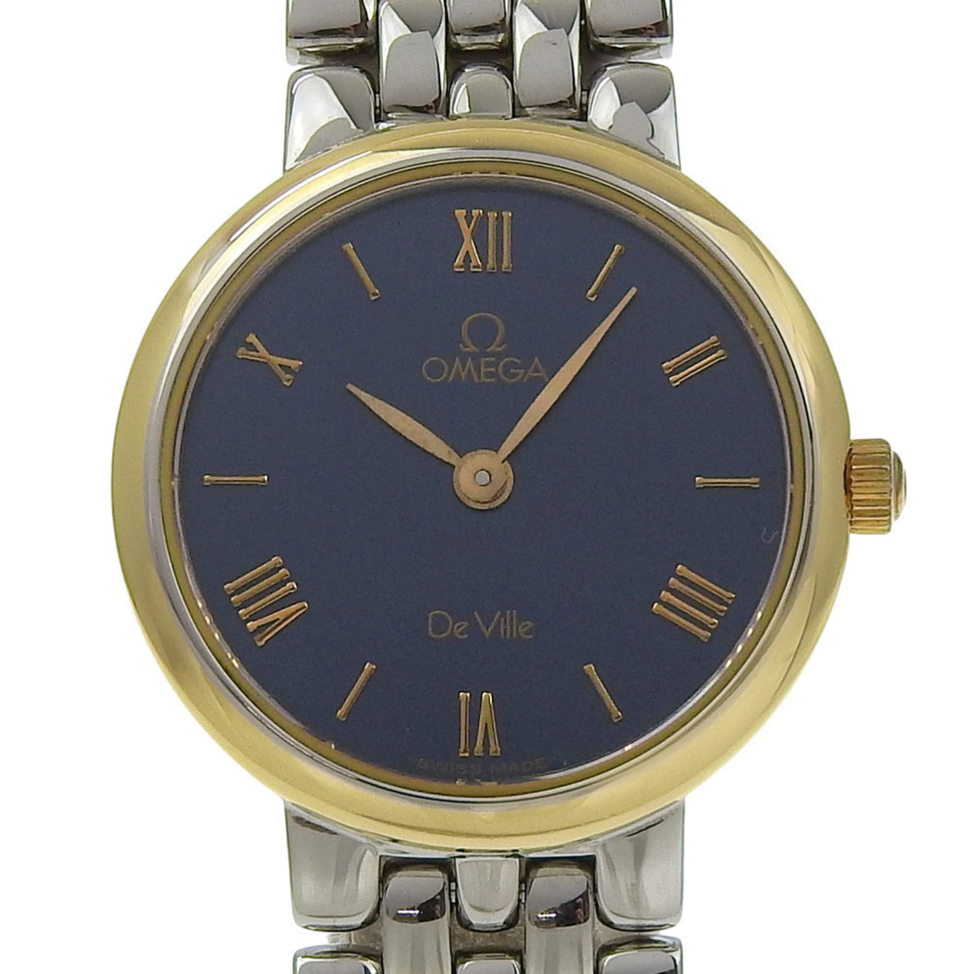 Omega De Ville 7261.83 Stainless Steel Watch, 1993 Model, Quartz, Analog, Black Dial, Ladies’ Watch