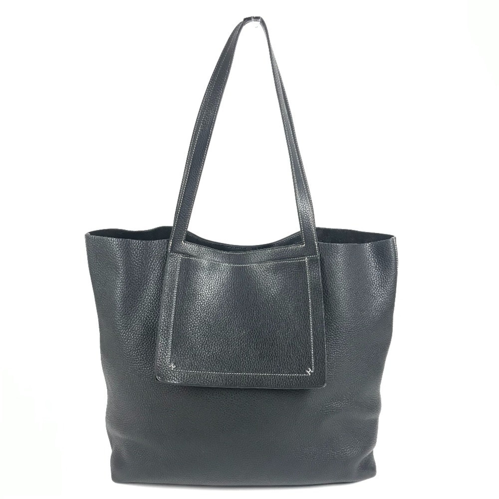 Hermes Stitch Cabasellier 46 Tote Bag Shoulder Leather Men’s Women’s Black
