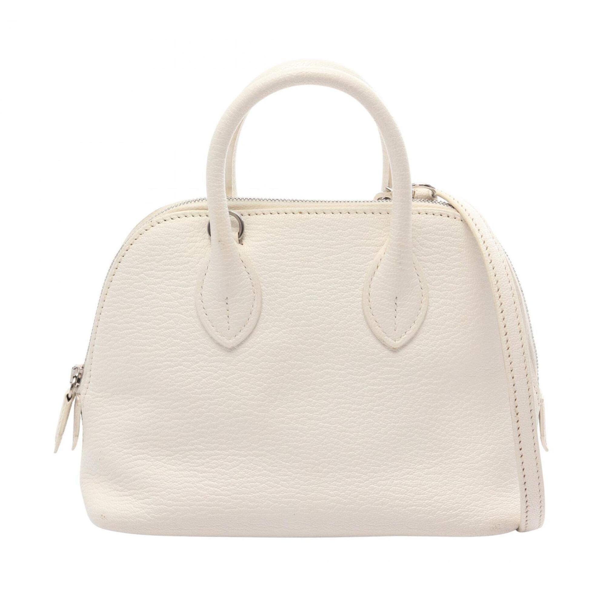 Hermes Bolide 1923 Mini 2-Way Handbag, Chevre Leather, Women’s, White