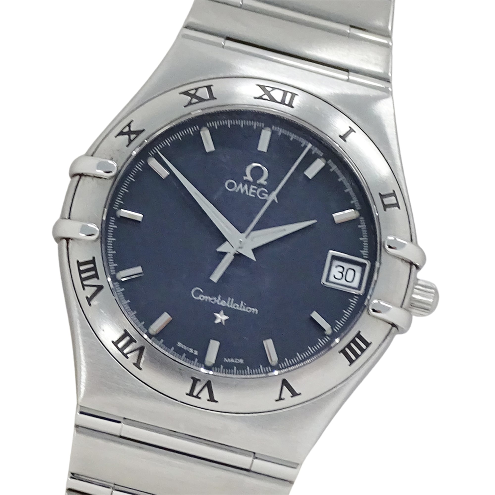 Omega Constellation 1512.40 Men’s Watch, Brand Name, Date, Quartz, Stainless Steel (SS), Silver/Navy