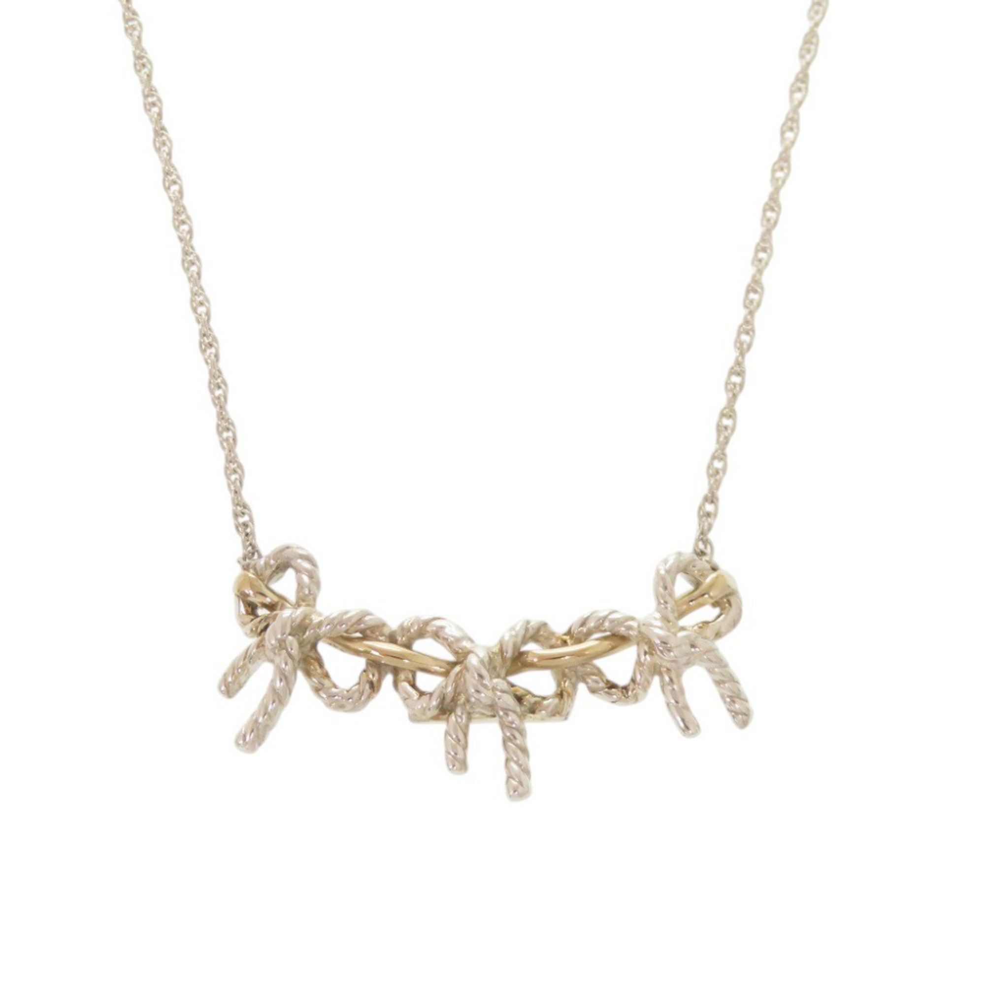 Tiffany & Co. Triple Ribbon Necklace, Sterling Silver 925, 18K Yellow Gold (750YG), Item No. 1141.