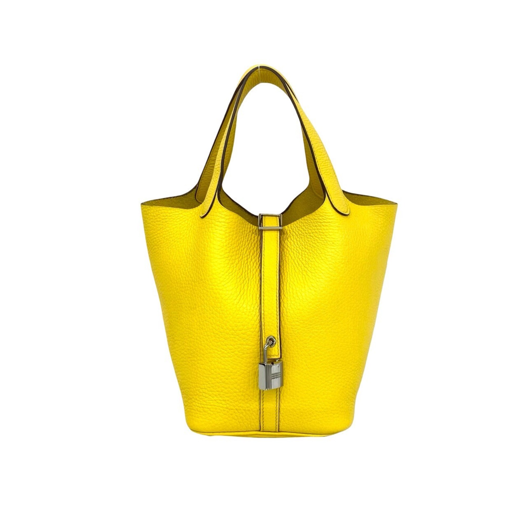 Hermes Picotin Lock Pm Taurillon Clemence Handbag Mini Tote Bag Yellow Jaune Naple 11092