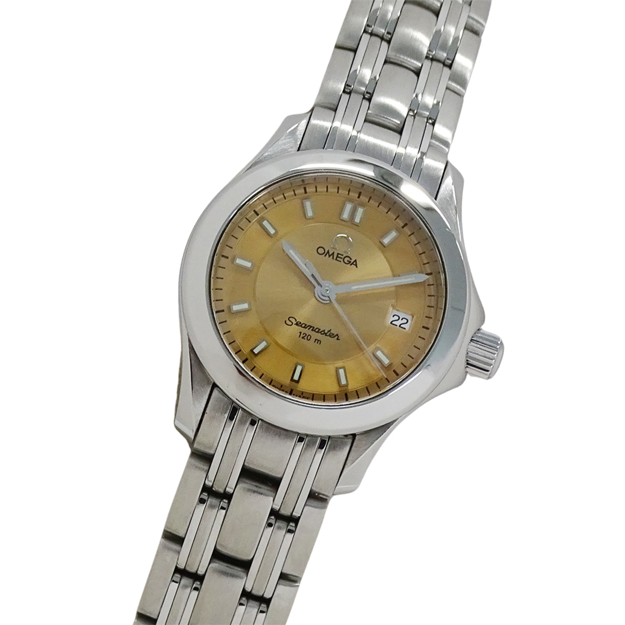 Omega Seamaster 2581.62 Women’s Watch, Brand Name, 120m Water Resistant, Date, Quartz Movement, Stainless Steel (SS), Silver & Orange