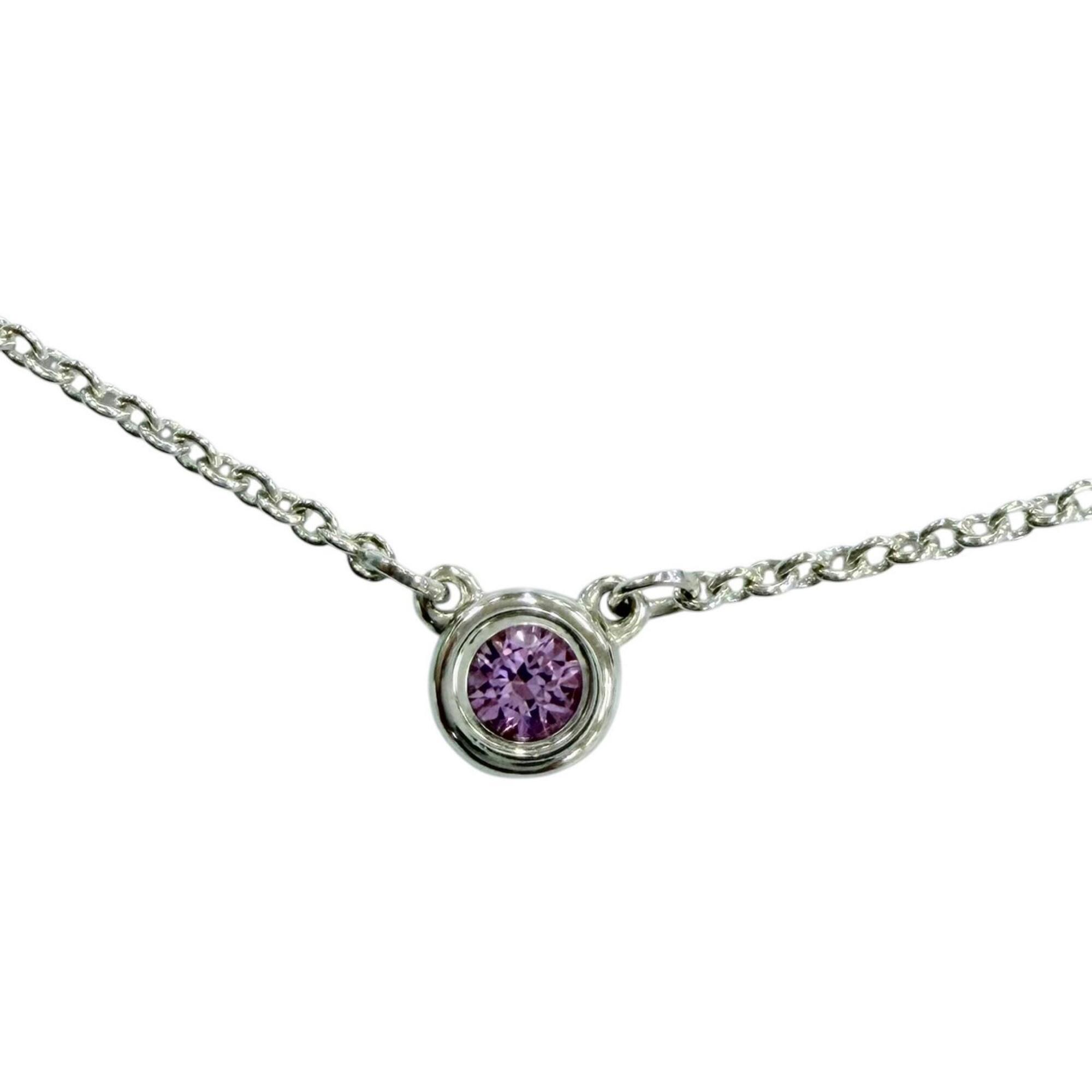 Tiffany&Co. Tiffany & Co. Elsa Peretti Color by the Yard Pink Sapphire AG925 Necklace, Silver, Pink, Weight 1.65g, Women’s, Comes with Box and Dust Bag