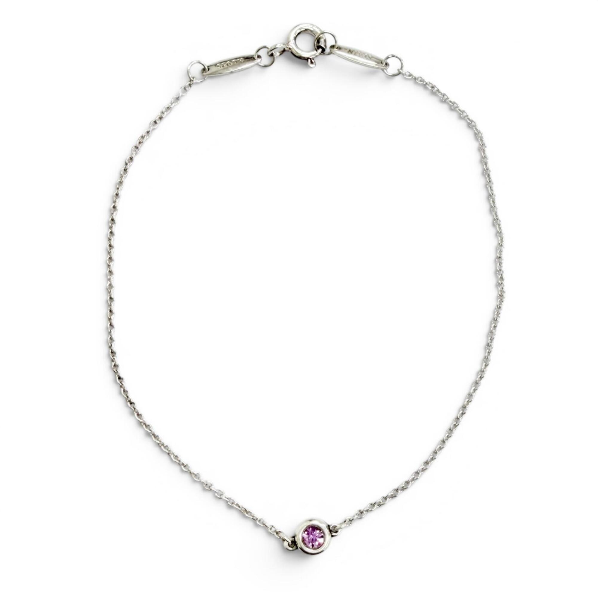Tiffany&Co. Tiffany & Co. Elsa Peretti By the Yard 1P Pink Sapphire Bracelet, AG925 Sterling Silver, Made in Spain, Weight 1.0g, Women’s.