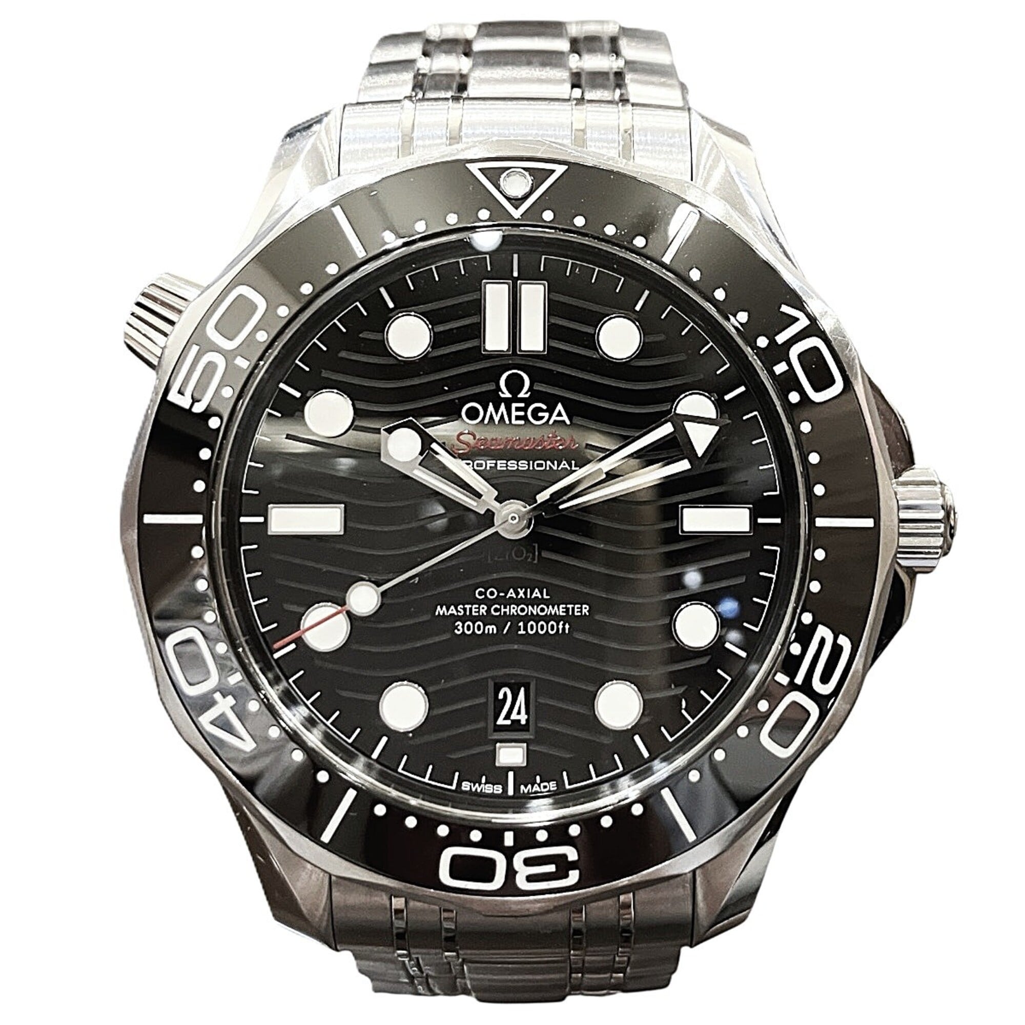 Omega Seamaster Diver 300 wristwatch, total weight 176g, stainless steel, automatic movement, black dial, model number 210.30.42.20.01.001
