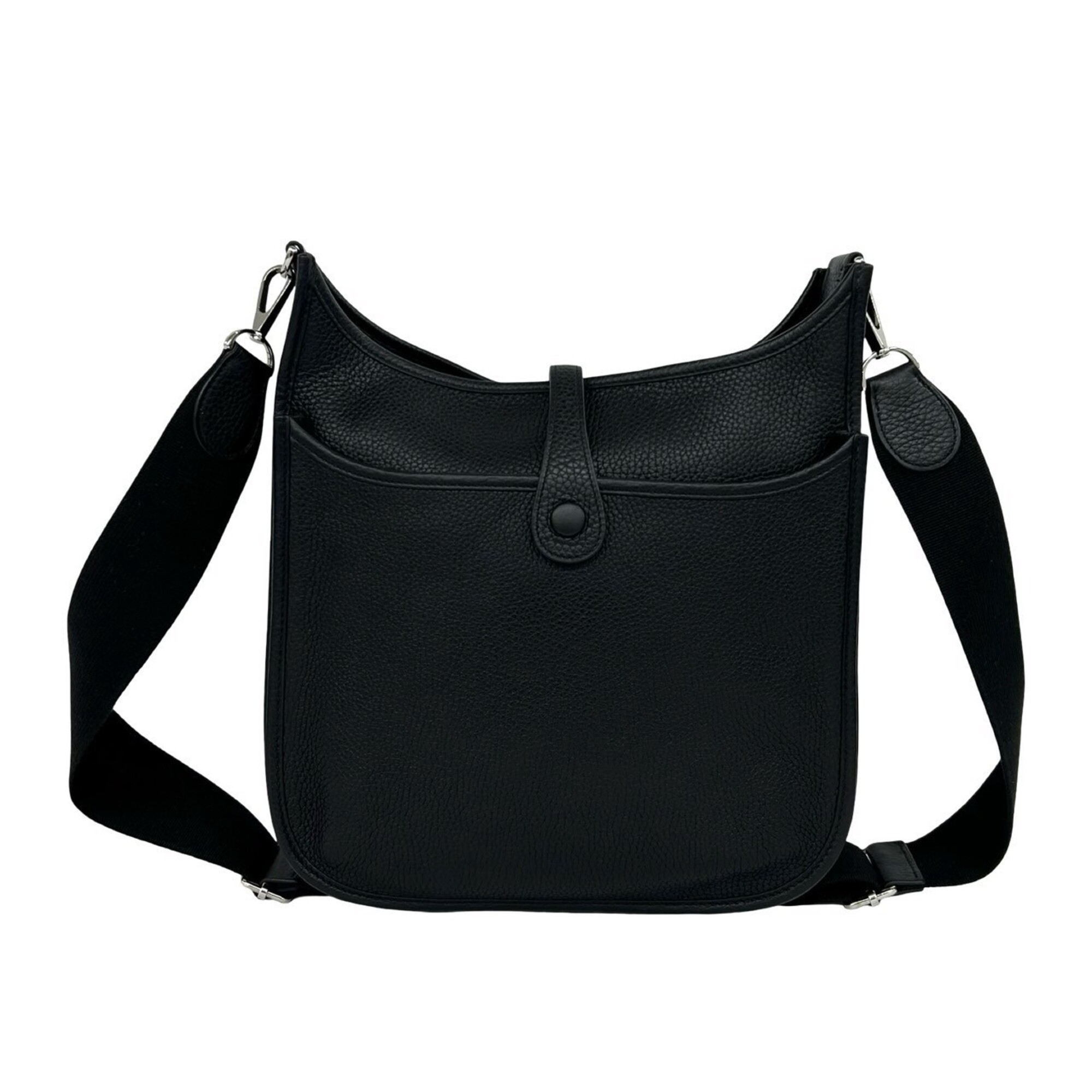 Hermes Evelyne 3PM Taurillon Clemence One Shoulder Bag Tote Black 2598b