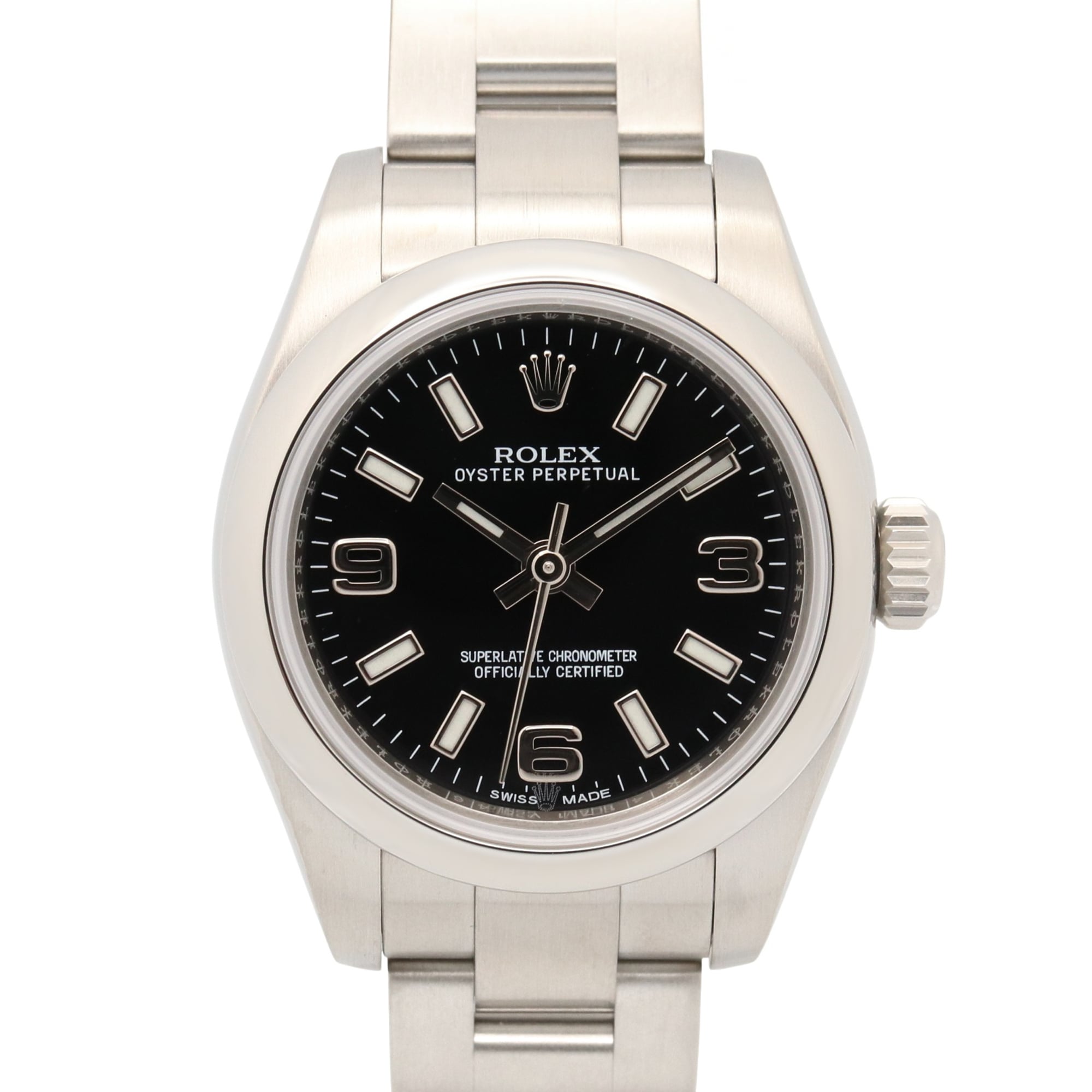 Rolex Oyster Perpetual 26mm 176200 Ladies’ Watch, Stainless Steel, Black Dial