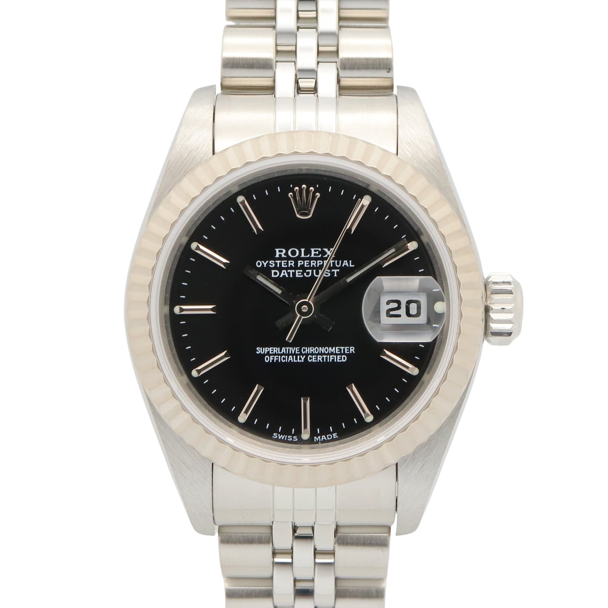 Rolex Datejust 26mm 79174 Ladies’ Watch, Steel & 18K White Gold, Black Dial