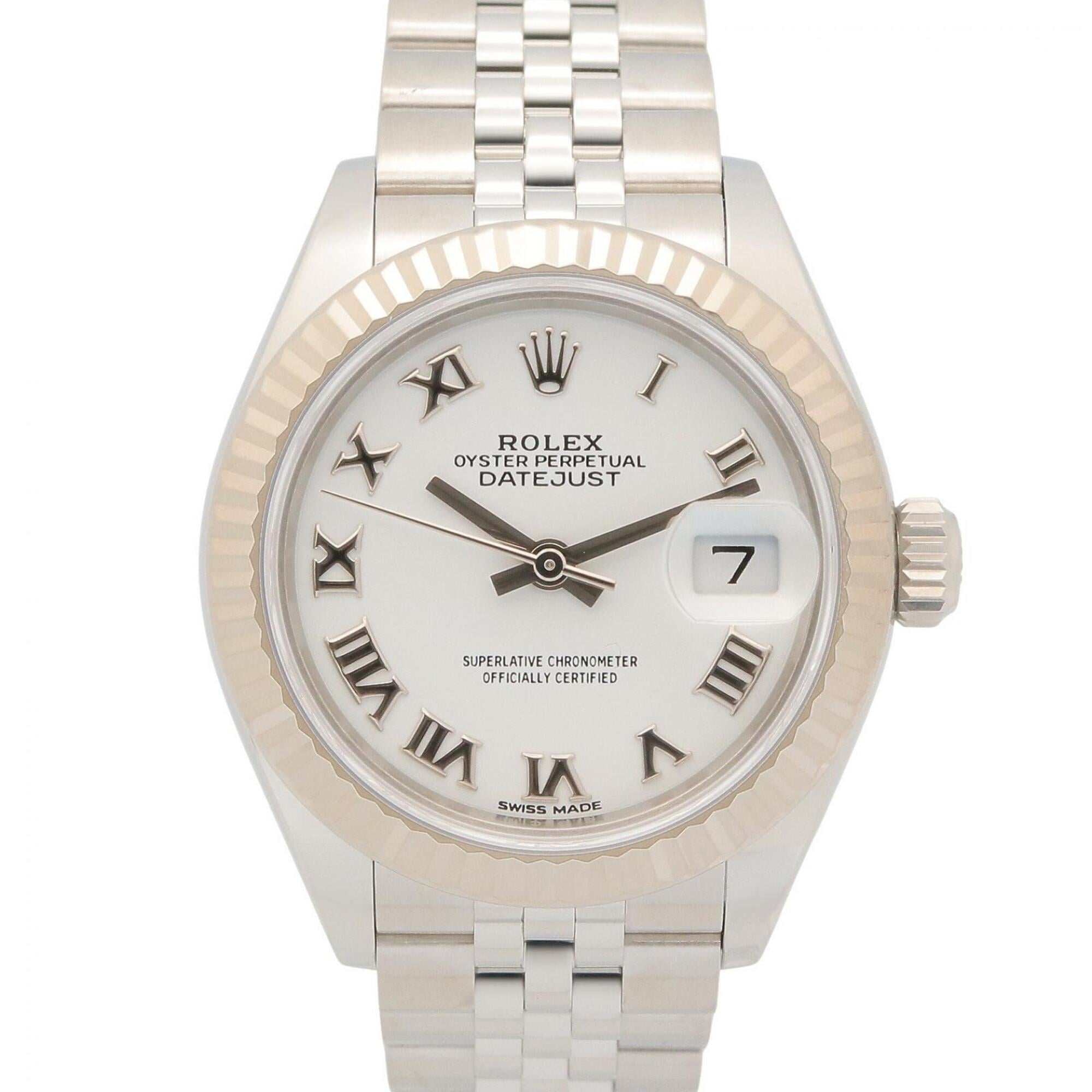 Rolex Datejust 28mm 279174 Ladies’ Watch, Steel & 18K White Gold, Silver, White Dial