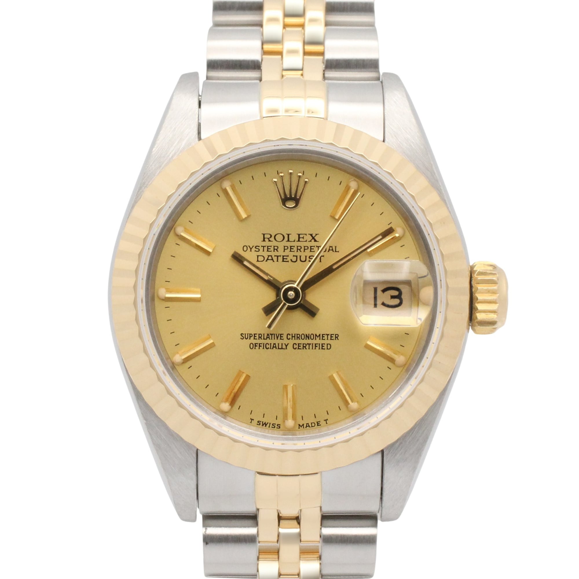 Rolex Datejust 26mm 69173 Ladies’ Watch, Steel & 18K Yellow Gold, Champagne, Gold Dial