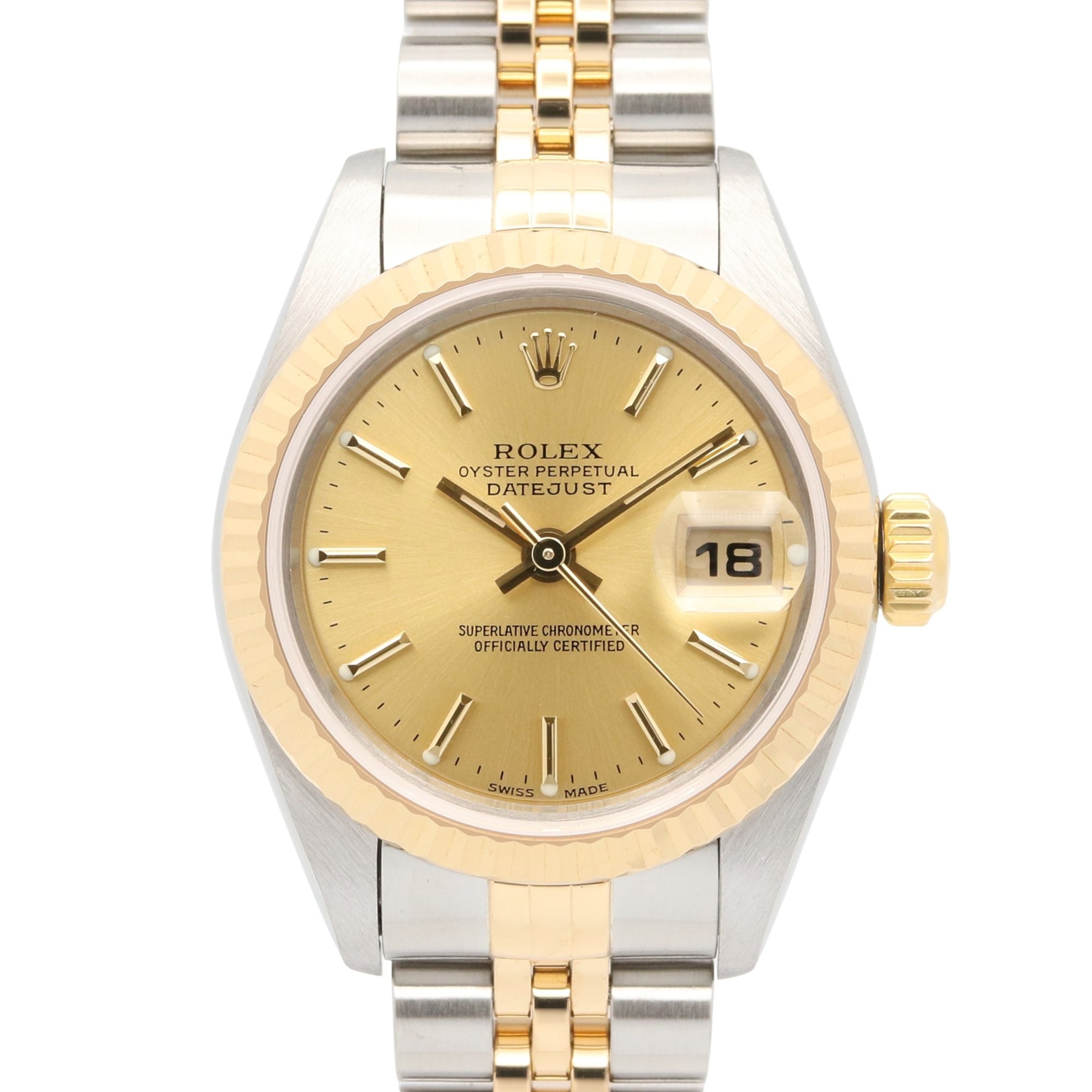 Rolex Datejust 26mm 79173 Ladies’ Watch, Steel & 18K Yellow Gold, Champagne, Gold Dial