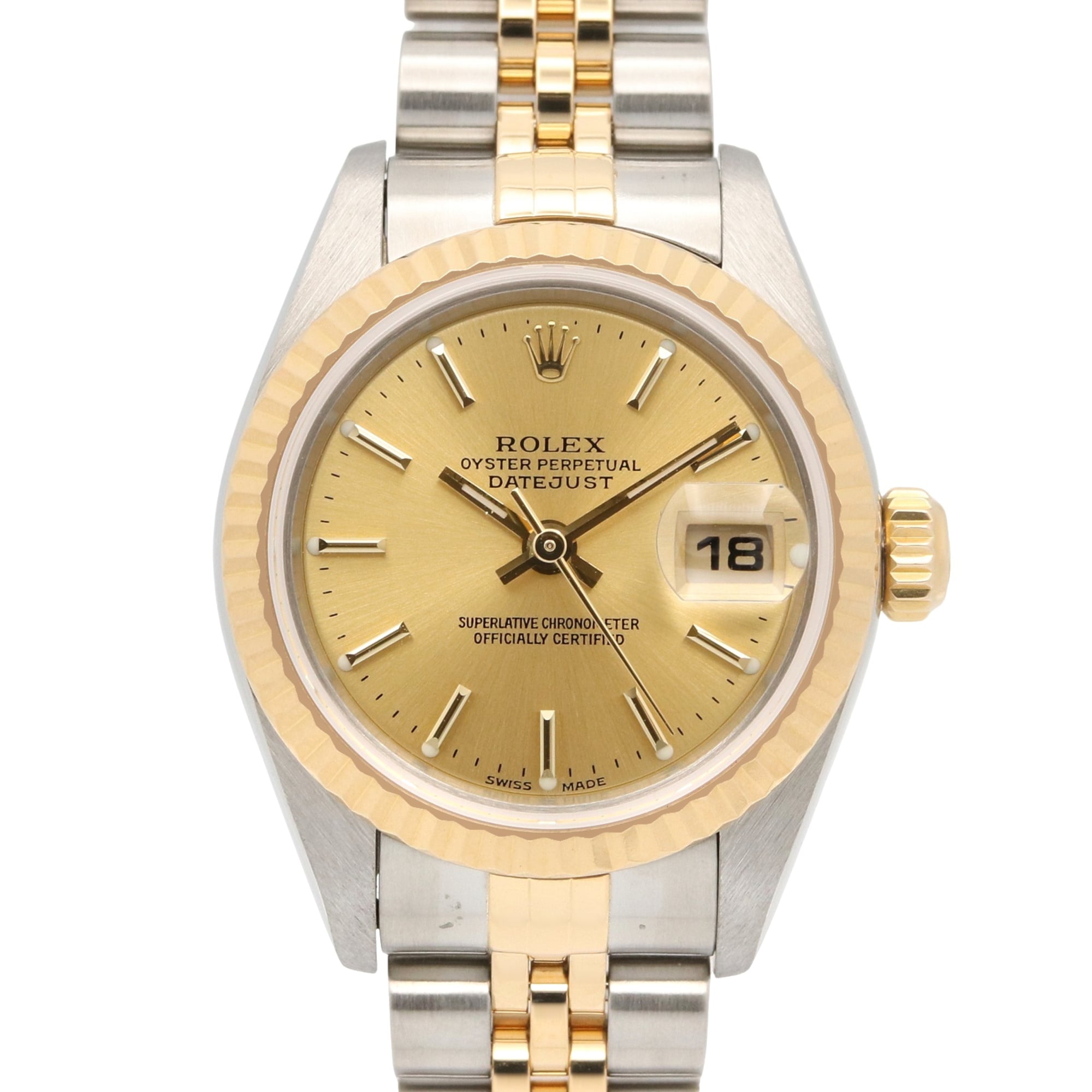 Rolex Datejust 26mm 79173 Ladies’ Watch, Steel & 18K Yellow Gold, Champagne, Gold Dial