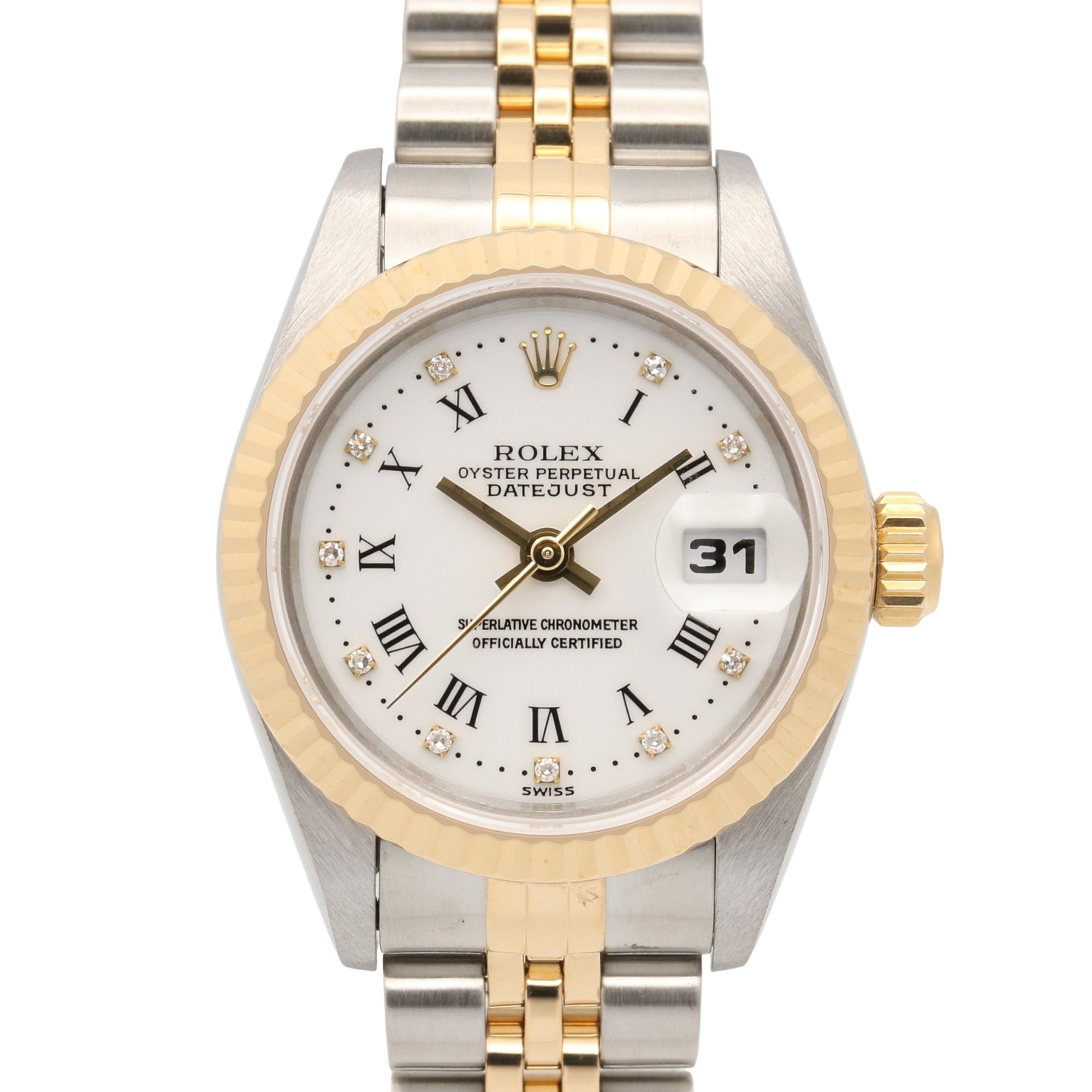 Rolex Datejust 26mm 69173 Ladies’ Watch, Steel & 18K Yellow Gold, White Dial