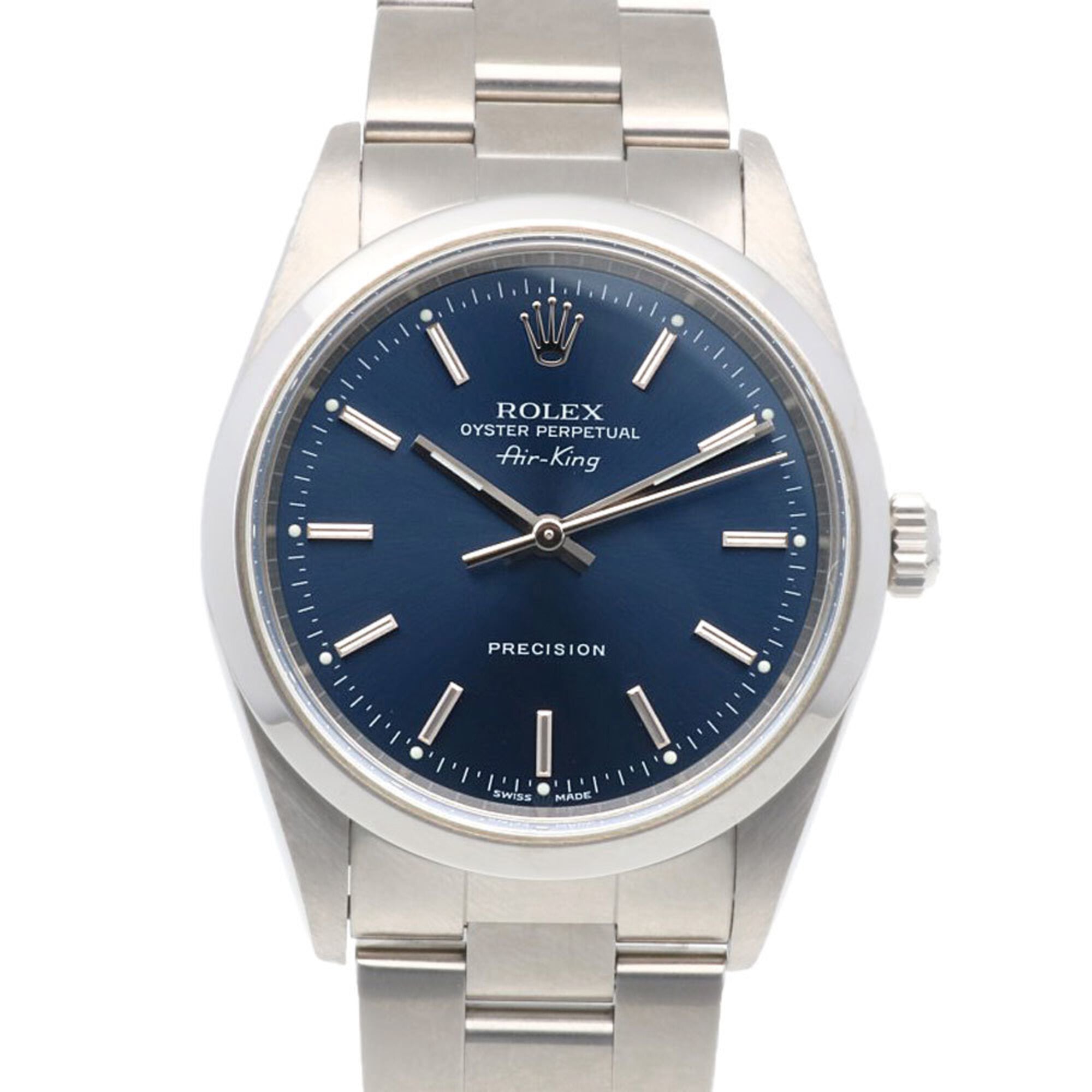 Rolex Air-King 34mm 14000M Men’s Watch, Stainless Steel, Navy Dial