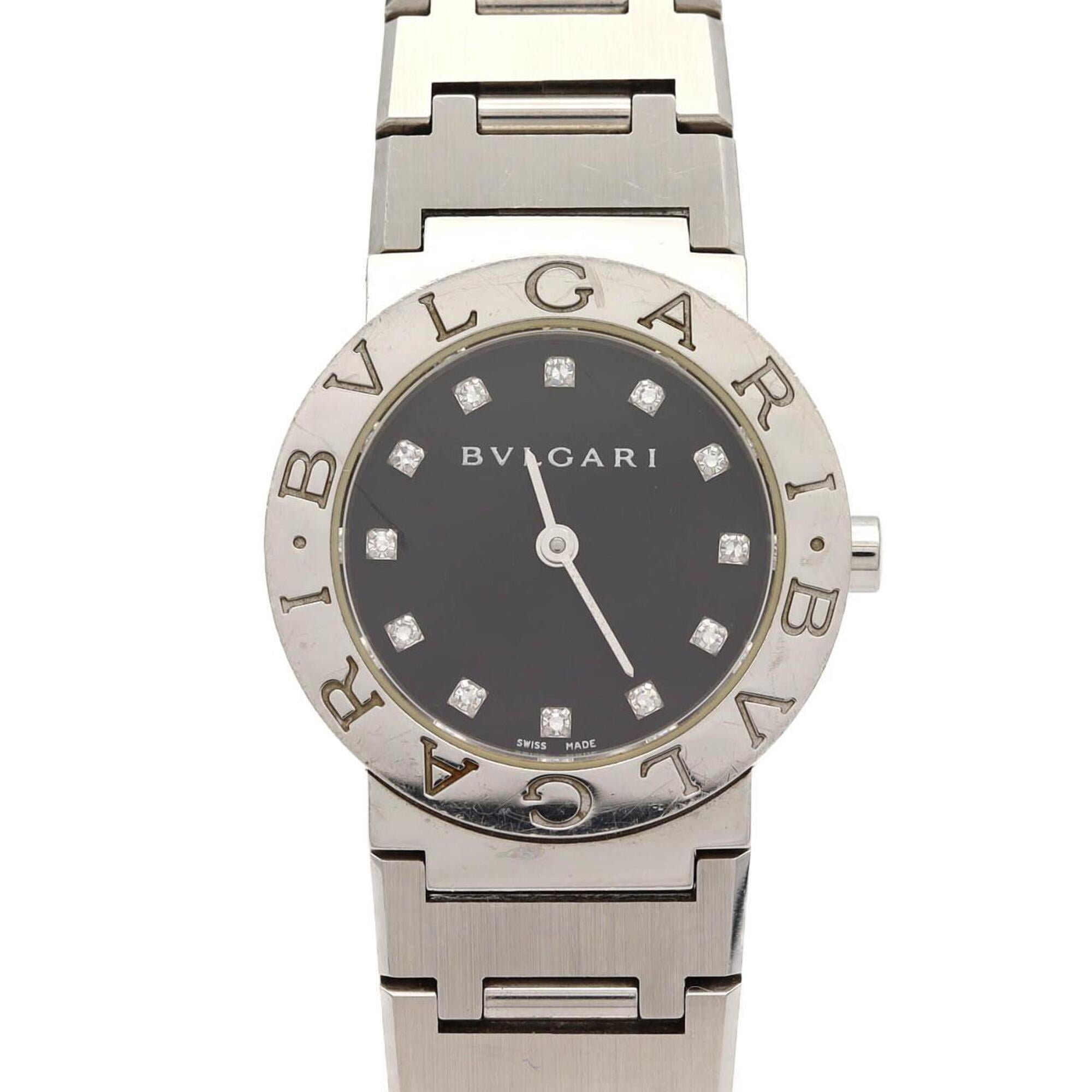 Bvlgari 26mm BB26SS/12 Ladies’ Watch, Stainless Steel, Black Dial