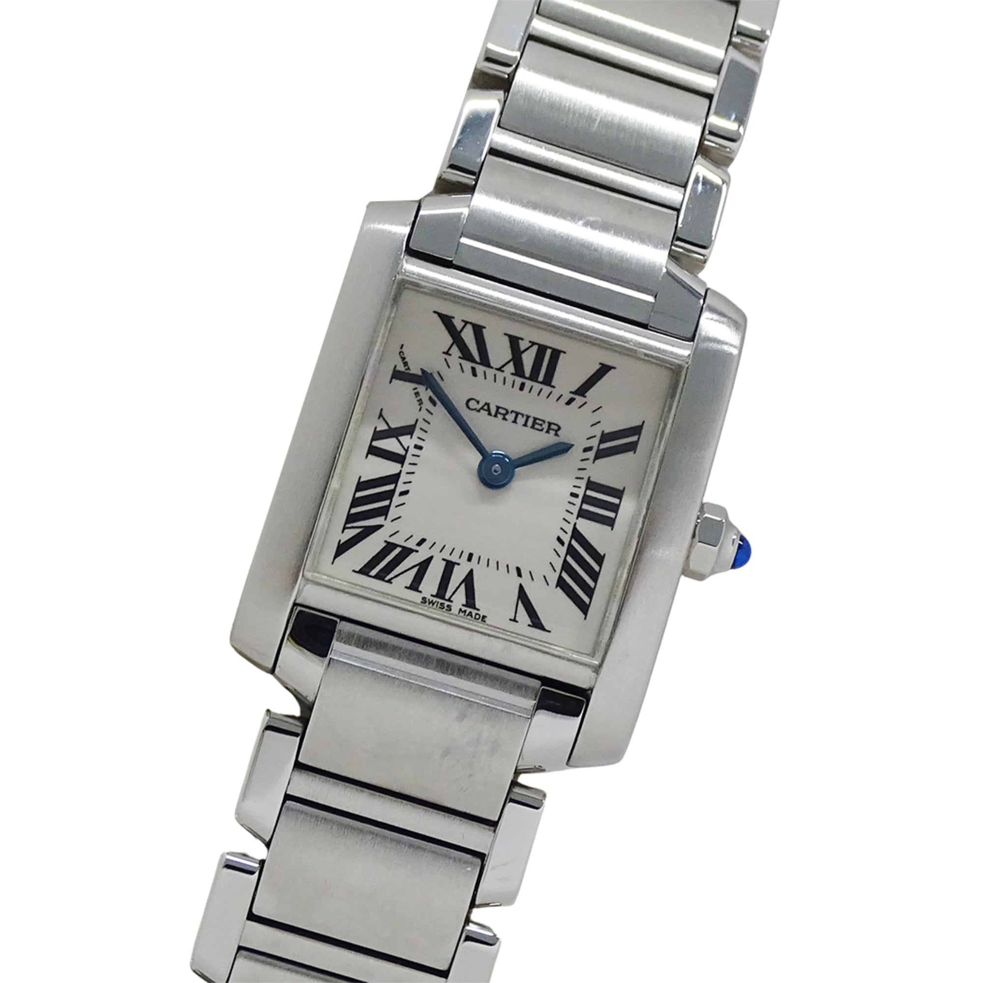 Cartier Tank Française Sm 20mm W51008Q3 Ladies’ Watch, Stainless Steel, Ivory Dial